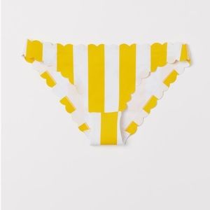 Scallop yellow white striped bikini bottoms